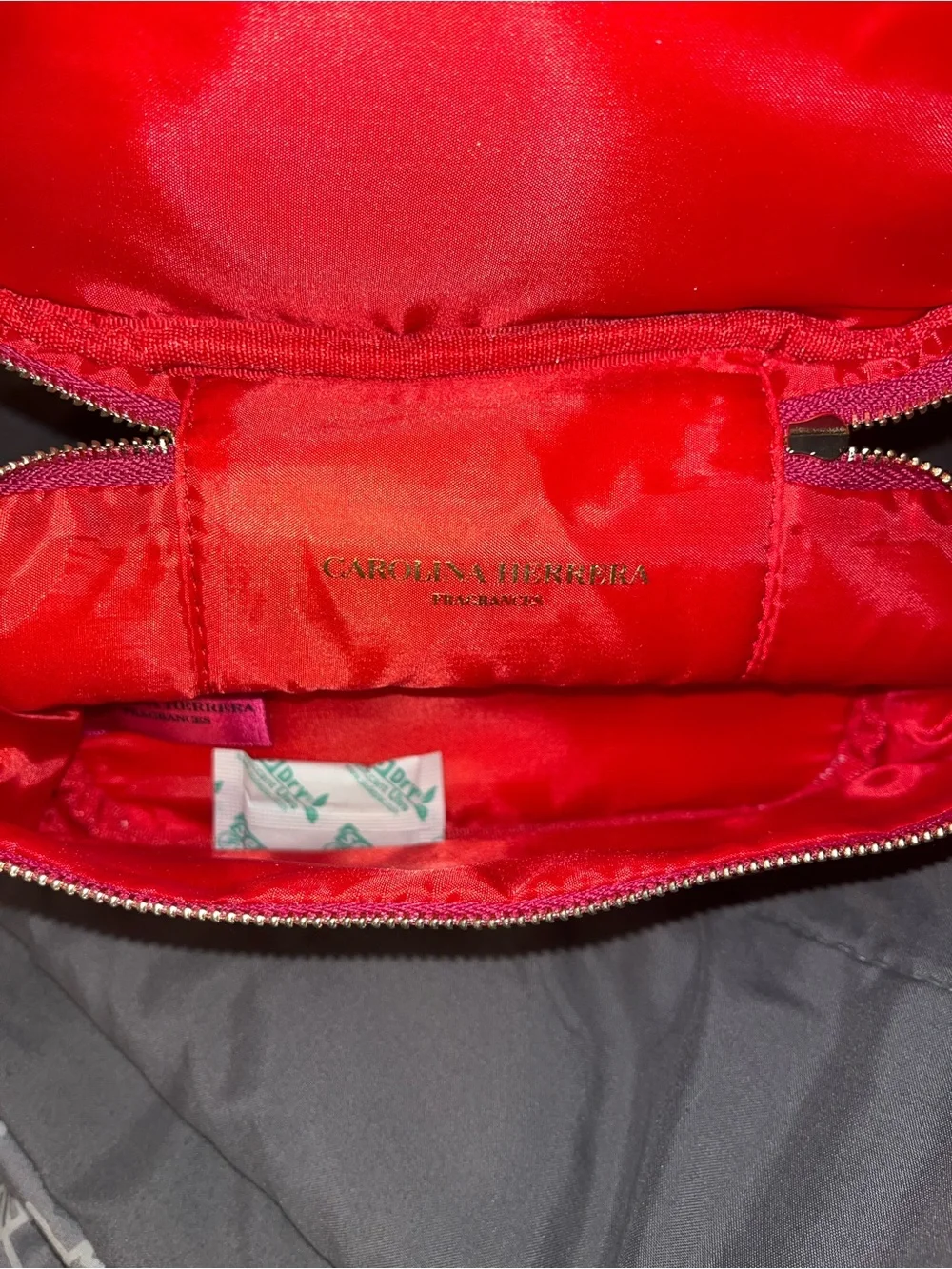 Pink Satin Carolina Herrera Top-Handle Cosmetic Case